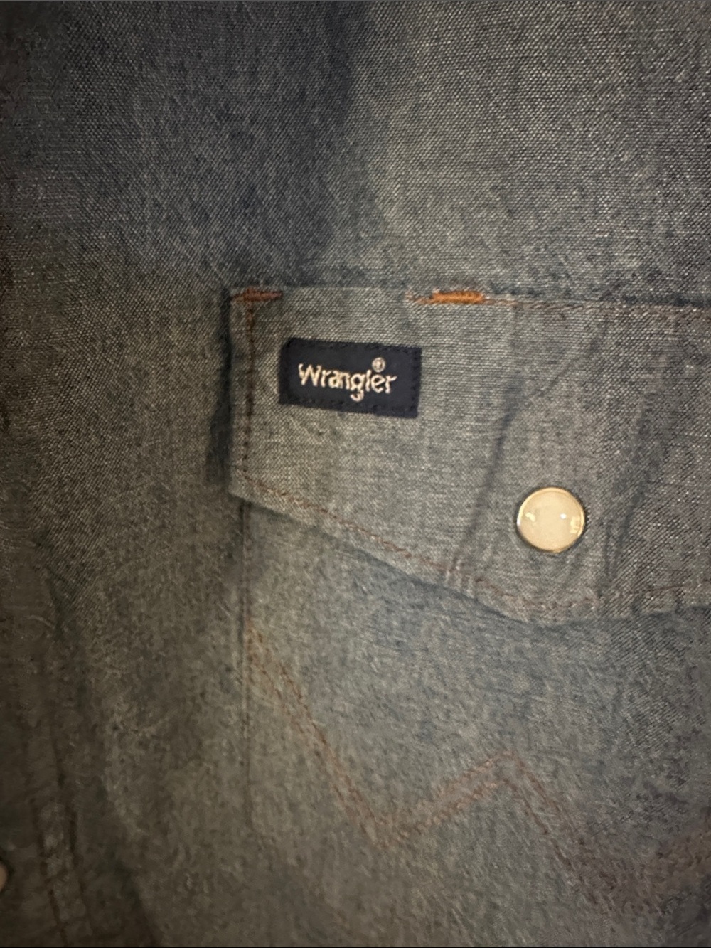 Wrangler Light Blue Denim Button-Up Shirt - Picture 3 of 4
